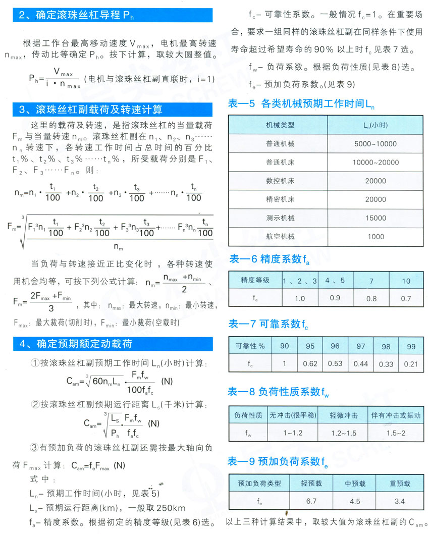 滾珠絲杠副參數(shù)計(jì)算與選用